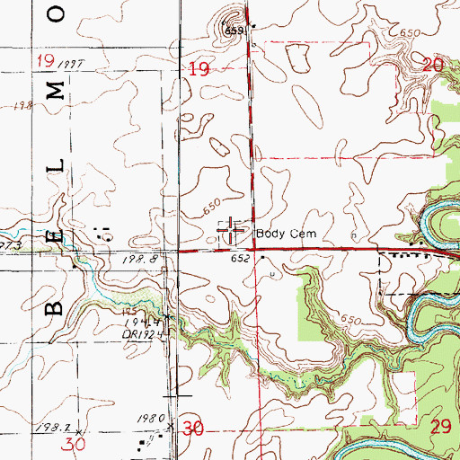Topographic Map of Body Cemetery, IL
