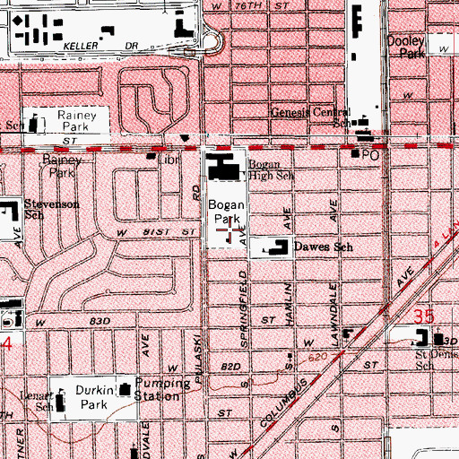Topographic Map of Bogan Park, IL