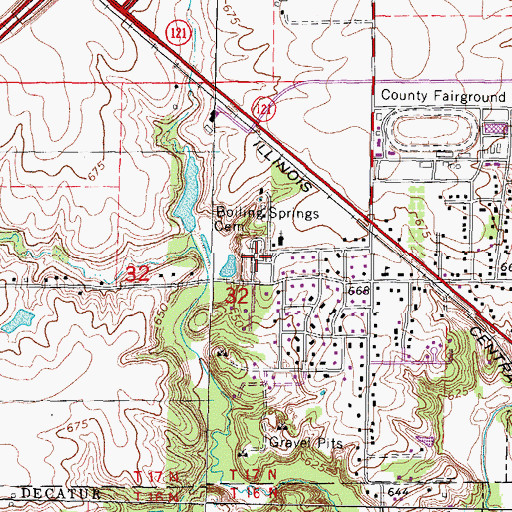 Topographic Map of Boiling Springs Cemetery, IL