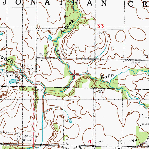 Topographic Map of Bolin Branch, IL
