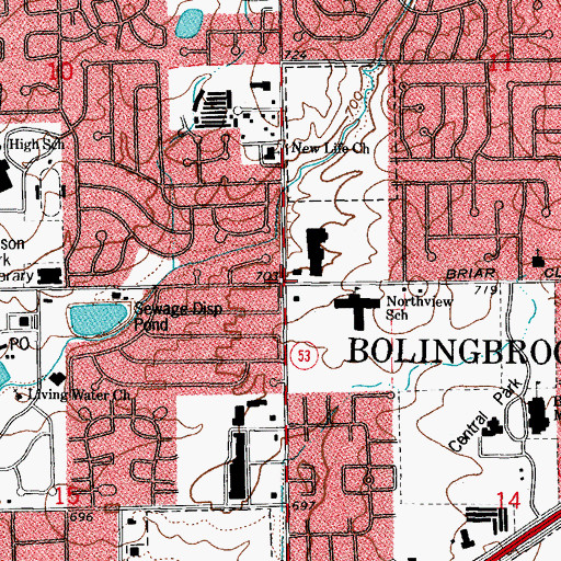 Topographic Map of Bolingbrook, IL