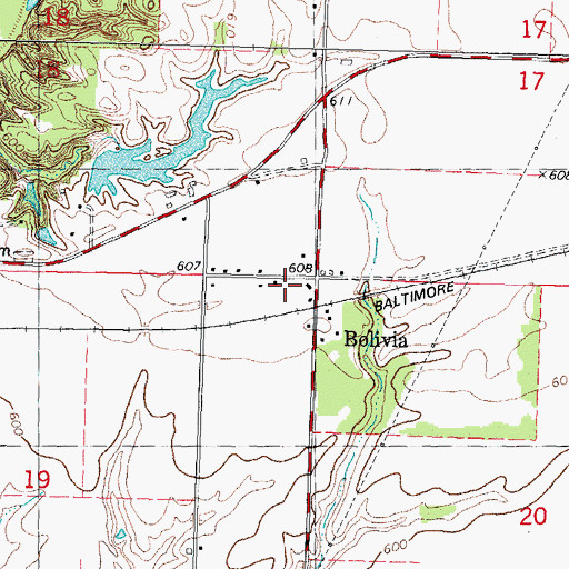 Topographic Map of Bolivia, IL