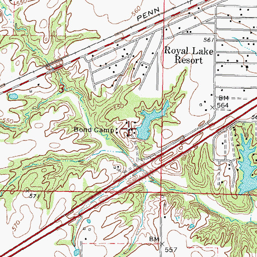 Topographic Map of Bond Camp, IL