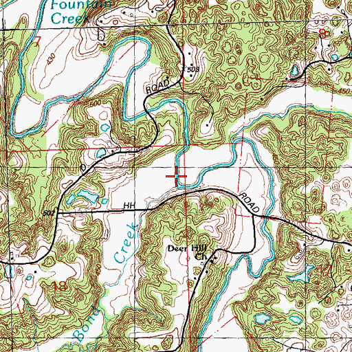 Topographic Map of Bond Creek, IL