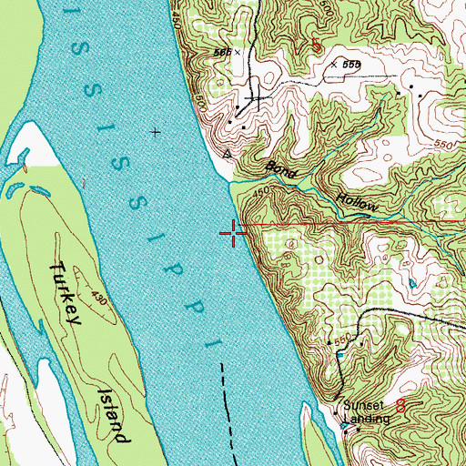 Topographic Map of Bond Hollow, IL