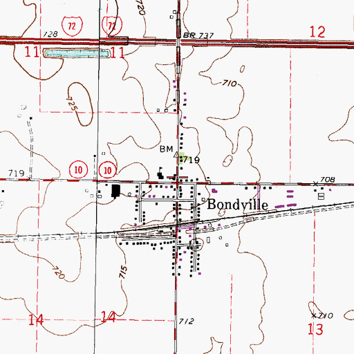 Topographic Map of Bondville, IL