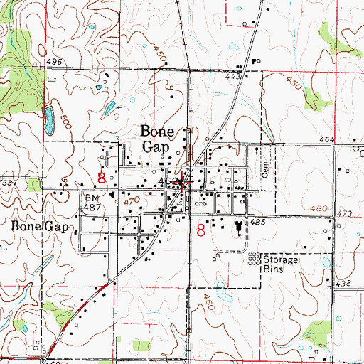 Topographic Map of Bone Gap, IL