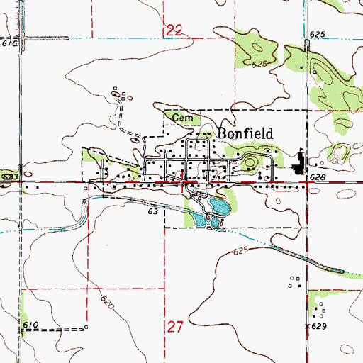 Topographic Map of Bonfield, IL