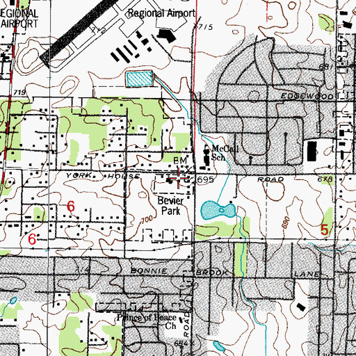 Topographic Map of Bonnie Brook Church, IL