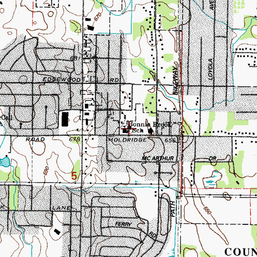 Topographic Map of Bonnie Brook School, IL