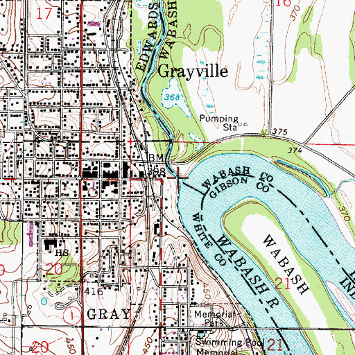 Topographic Map of Bonpas Creek, IL