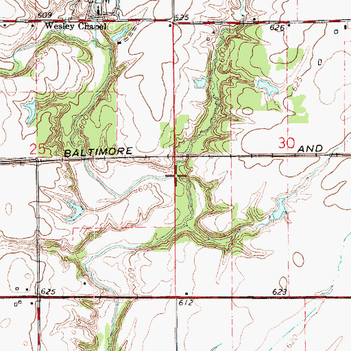 Topographic Map of Bonwell Branch, IL