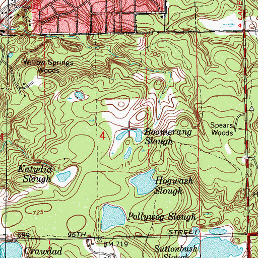 Topographic Map of Boomerang Slough, IL