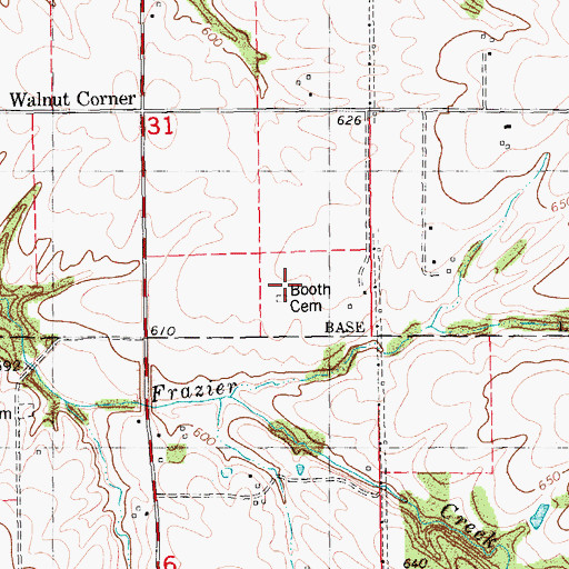 Topographic Map of Booth Cemetery, IL