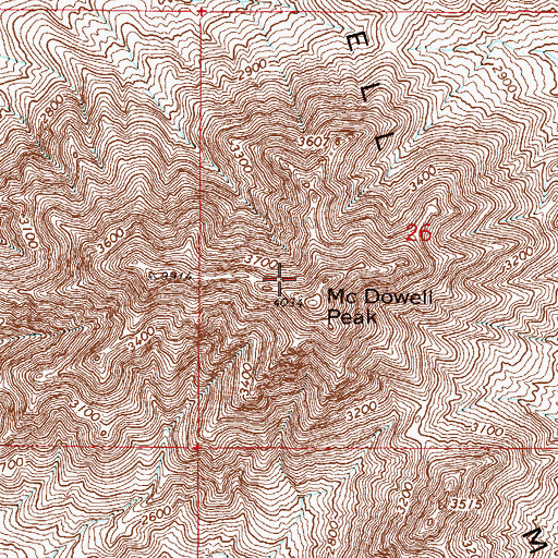 Topographic Map of McDowell Peak, AZ
