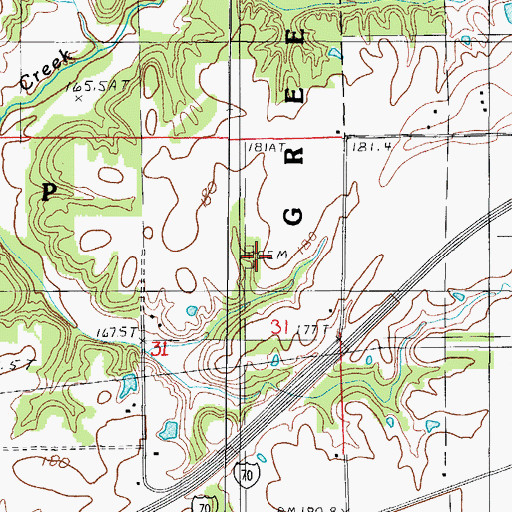 Topographic Map of Boots Cemetery, IL