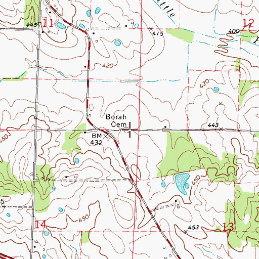 Topographic Map of Barah Cemetery, IL