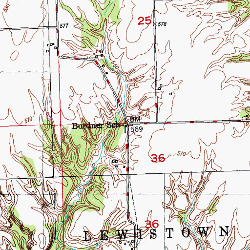 Topographic Map of Bordner School (historical), IL