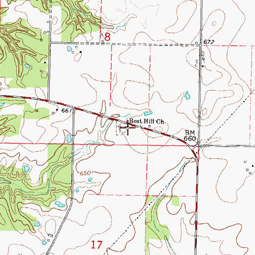 Topographic Map of Bost Hill Church, IL