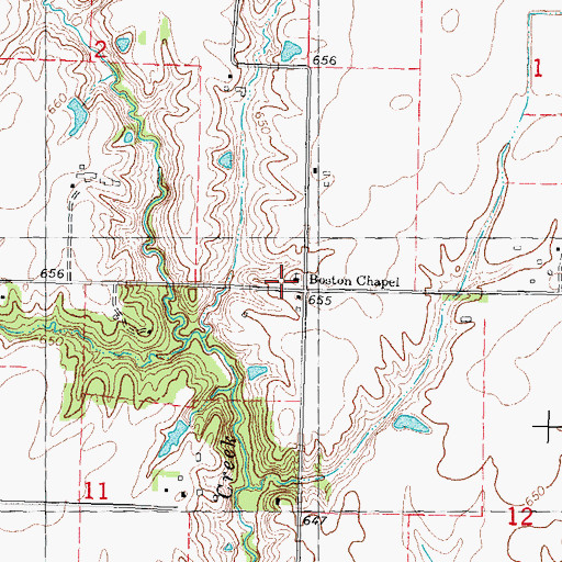 Topographic Map of Boston Chapel Christian Church, IL