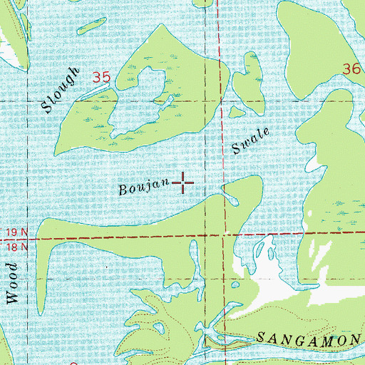 Topographic Map of Boujan Swale, IL