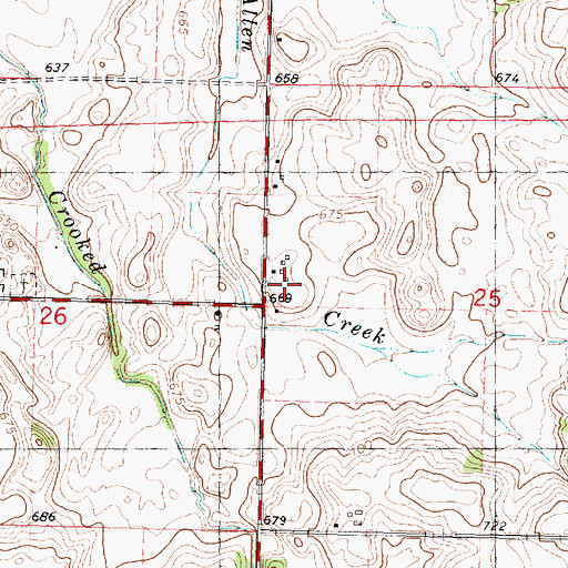 Topographic Map of Bowen School (historical), IL
