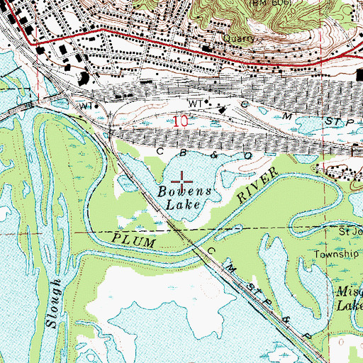 Topographic Map of Bowens Lake, IL