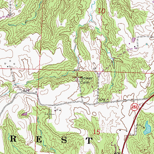 Topographic Map of Bower Cemetery, IL
