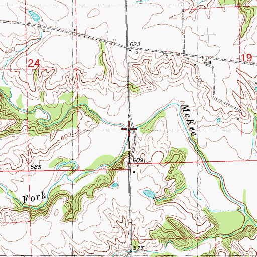 Topographic Map of Bower Creek, IL