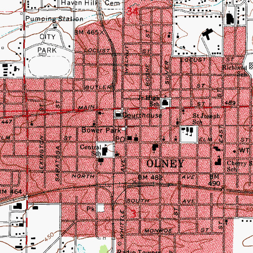 Topographic Map of Bower Park, IL