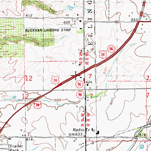 Topographic Map of Bowles School (historical), IL