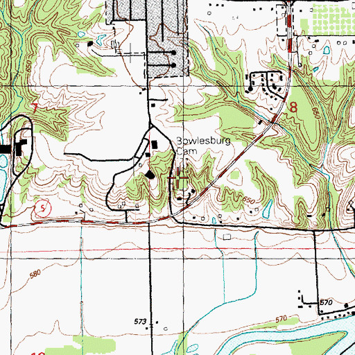 Topographic Map of Bowlesburg Cemetery, IL