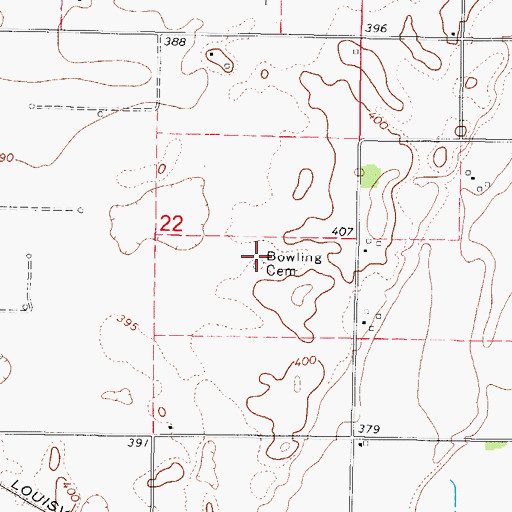 Topographic Map of Bowling Cemetery, IL