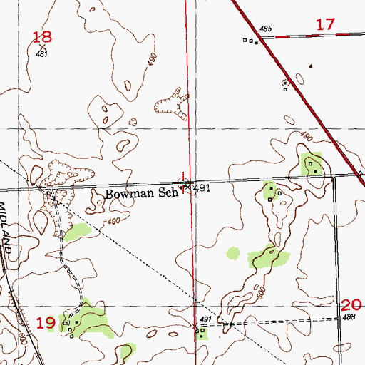 Topographic Map of Bowman School (historical), IL