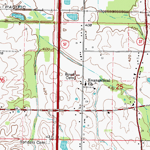 Topographic Map of Boyd Cemetery, IL