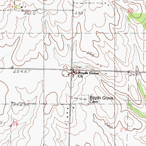 Topographic Map of Boyds Grove Church, IL