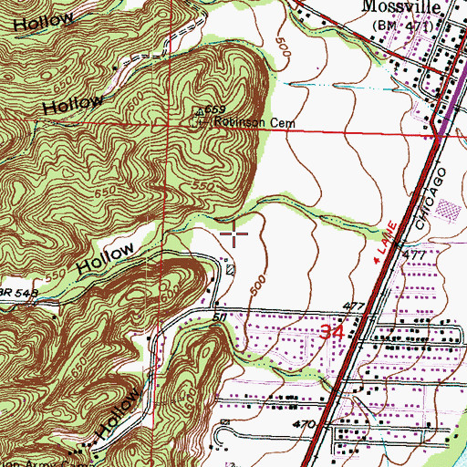 Topographic Map of Boyds Hollow, IL