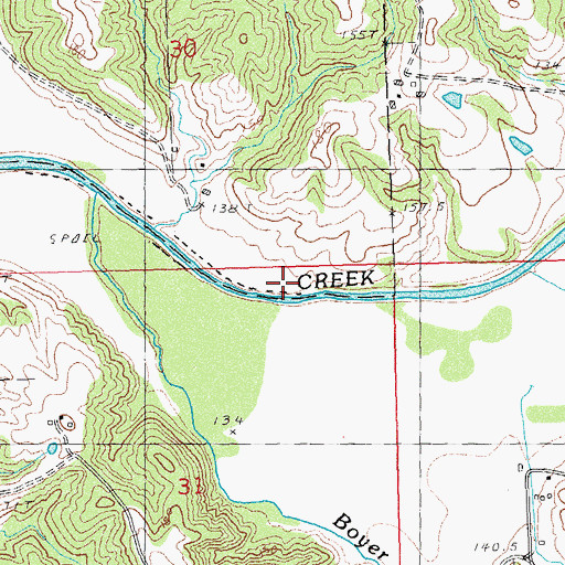 Topographic Map of Boyer Creek, IL