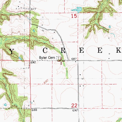 Topographic Map of Byler Cemetery, IL