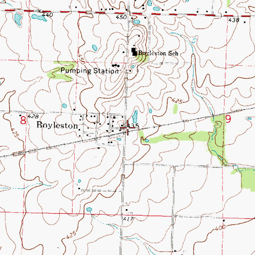 Topographic Map of Boyleston, IL