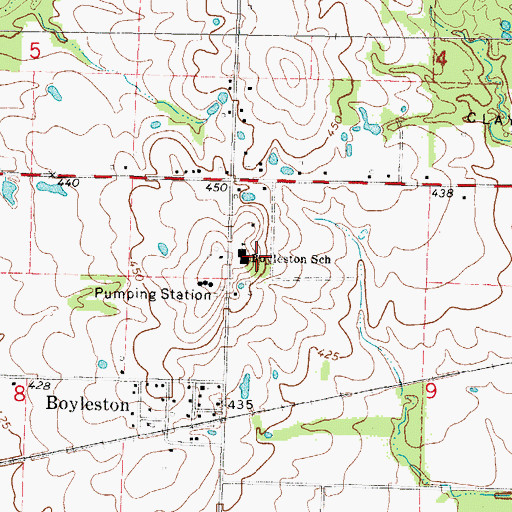 Topographic Map of Boyleston School, IL