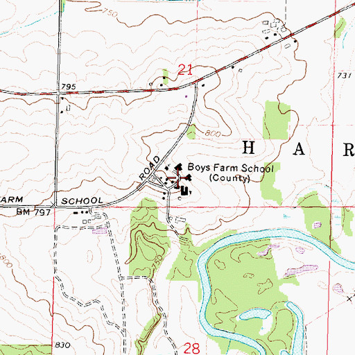 Topographic Map of Boys Farm School, IL