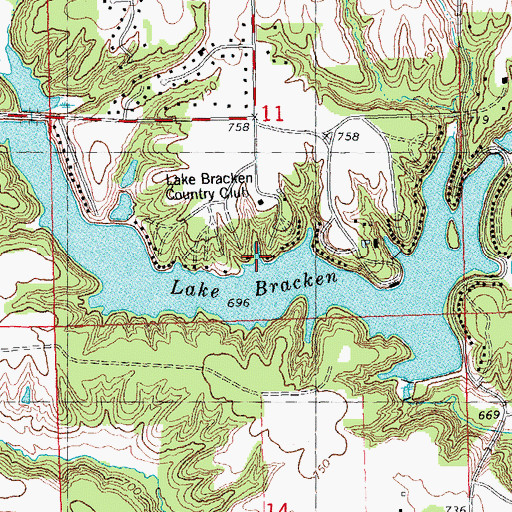 Topographic Map of Lake Bracken, IL