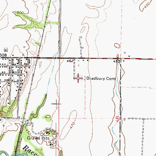 Topographic Map of Bradbury Cemetery, IL