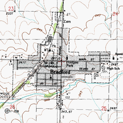 Topographic Map of Bradford, IL