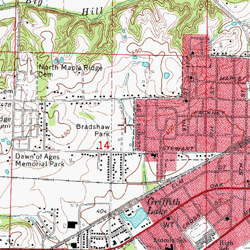 Topographic Map of Bradshaw Park, IL