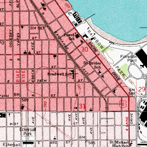 Topographic Map of Bradwell Elementary School, IL