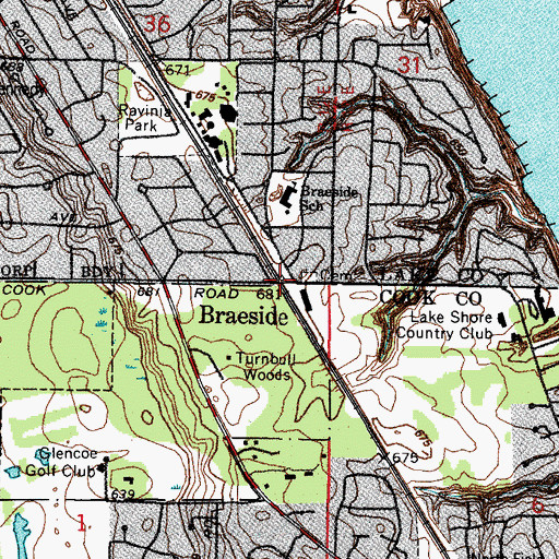 Topographic Map of Braeside, IL