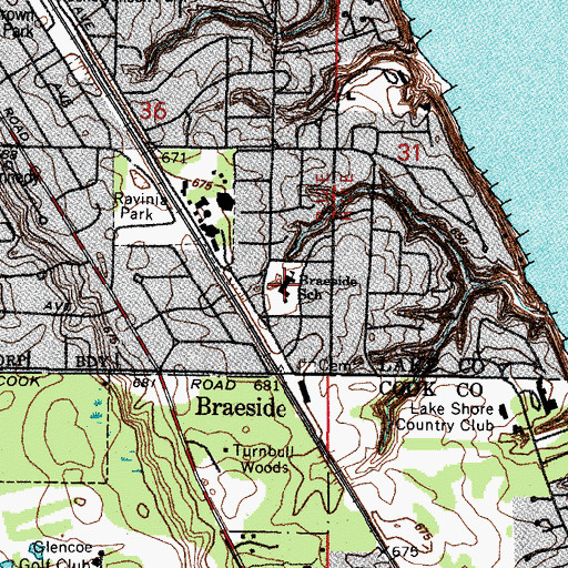 Topographic Map of Braeside Elementary School, IL