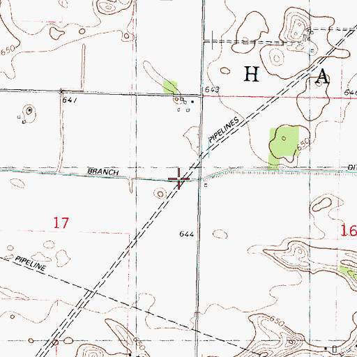 Topographic Map of Branch F Ditch, IL